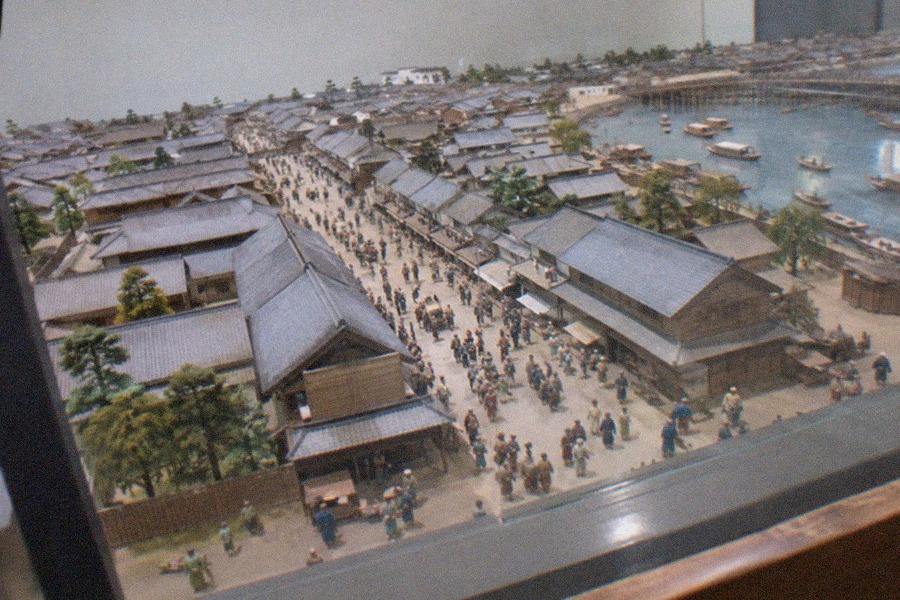 Exhibition hall of the Edo-Tokyo Museum in Ryogoku with a large scale model of historic Edo on display