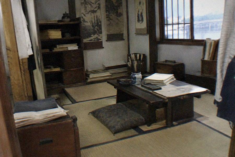 Visitors entering the Sumida Hokusai Museum lobby beside the first-floor ticket counter